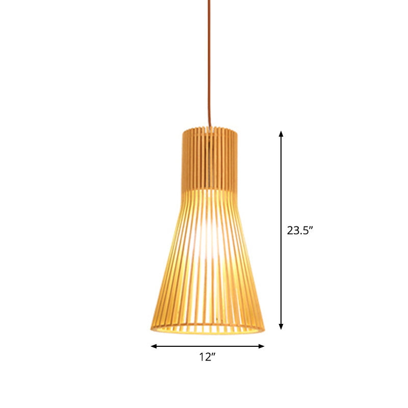 Flared/Hemisphere/Onion Pendant Lamp Asian Bamboo 1 Light Beige Small/Large Hanging Light Fixture for Dining Room Clearhalo 'Ceiling Lights' 'Modern Pendants' 'Modern' 'Pendant Lights' 'Pendants' Lighting' 1960330