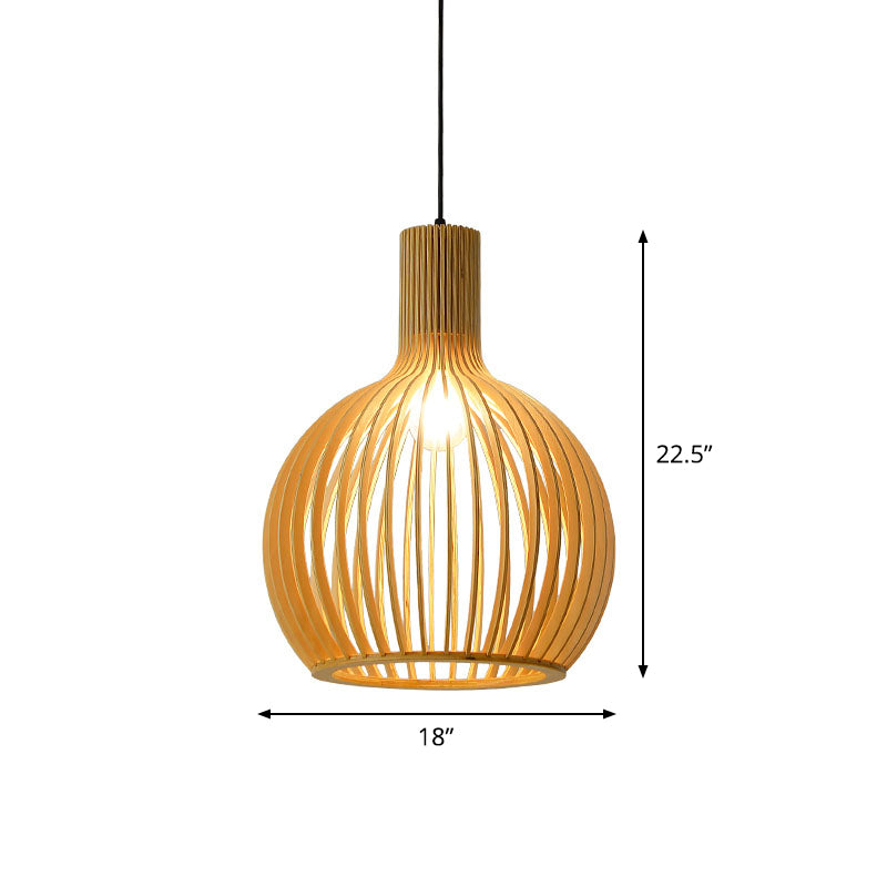 Flared/Hemisphere/Onion Pendant Lamp Asian Bamboo 1 Light Beige Small/Large Hanging Light Fixture for Dining Room Clearhalo 'Ceiling Lights' 'Modern Pendants' 'Modern' 'Pendant Lights' 'Pendants' Lighting' 1960333