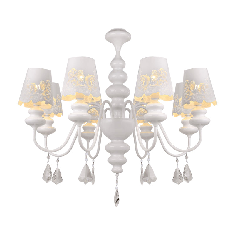 Modern Cone Chandelier Lamp with Metal Shade and Clear Crystal White Pendant Light Clearhalo 'Ceiling Lights' 'Chandeliers' Lighting' options 196034