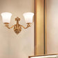 Alabaster Glass Bell Wall Sconce Antique 1/2-Light Tearoom Wall Mounted Lighting in Brass 2.0 Brass Clearhalo 'Wall Lamps & Sconces' 'Wall Lights' Lighting' 1960343