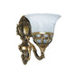 Alabaster Glass Bronze Wall Lamp Trumpet 1 Light Antique Style Wall Sconce Light Fixture Clearhalo 'Wall Lamps & Sconces' 'Wall Lights' Lighting' 1960361