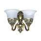 2-Light Wall Light Fixture Traditional Corridor Wall Sconce with Bell Alabaster Glass Shade in Bronze Clearhalo 'Wall Lamps & Sconces' 'Wall Lights' Lighting' 1960372