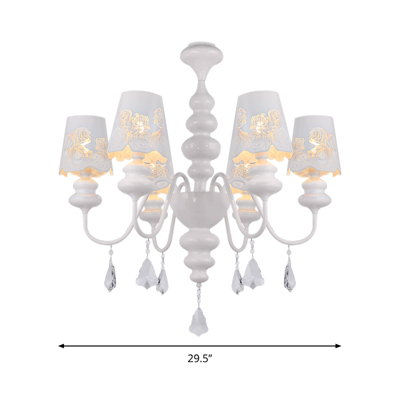 Modern Cone Chandelier Lamp with Metal Shade and Clear Crystal White Pendant Light Clearhalo 'Ceiling Lights' 'Chandeliers' Lighting' options 196043