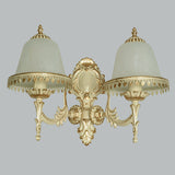 Opal Frosted Glass Cloche Wall Sconce Traditional 2-Head Dining Room Wall Mount Lamp with Trim in White Clearhalo 'Wall Lamps & Sconces' 'Wall Lights' Lighting' 1960462