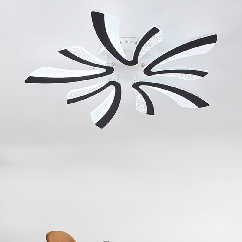 Simplicity Dandelion LED Ceiling Light Acrylic 3/5 Lights Living Room Semi Flush Light in Black, Warm/White Light 5 Black Clearhalo 'Ceiling Lights' 'Close To Ceiling Lights' 'Close to ceiling' 'Semi-flushmount' Lighting' 1960464