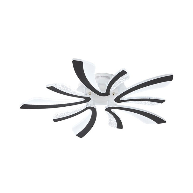 Simplicity Dandelion LED Ceiling Light Acrylic 3/5 Lights Living Room Semi Flush Light in Black, Warm/White Light Clearhalo 'Ceiling Lights' 'Close To Ceiling Lights' 'Close to ceiling' 'Semi-flushmount' Lighting' 1960467