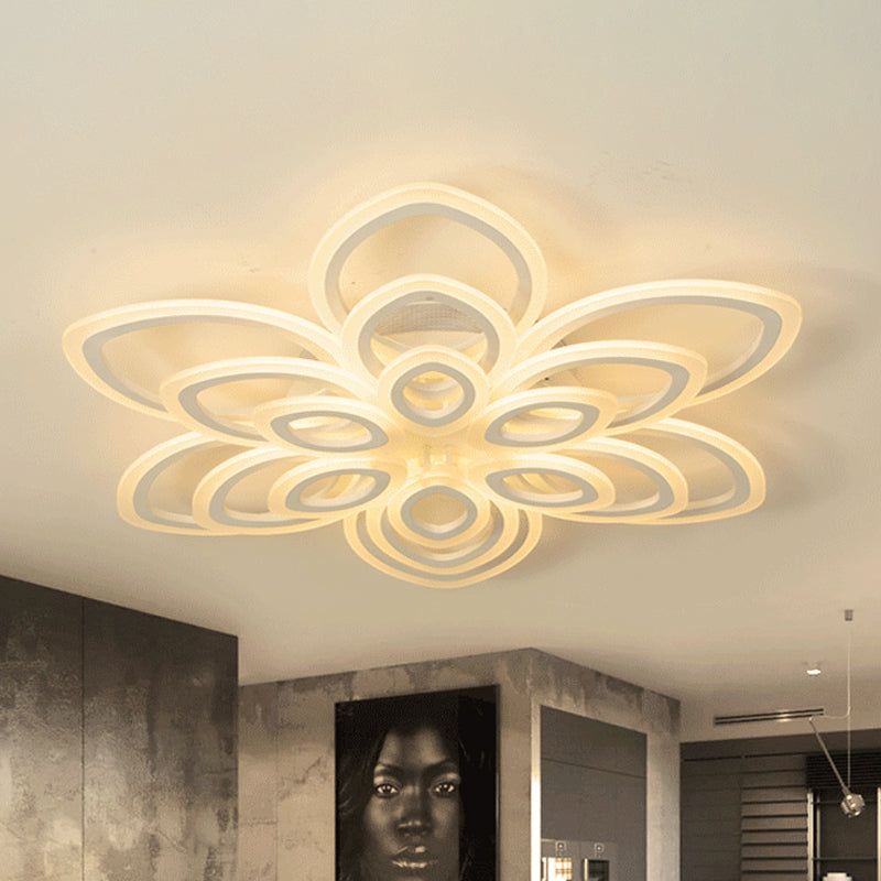 Blossom Living Room Ceiling Flush Light Acrylic Modernist LED Semi Flush Mount Lighting in White, 19"/30"/43" Width Clearhalo 'Ceiling Lights' 'Close To Ceiling Lights' 'Close to ceiling' 'Semi-flushmount' Lighting' 1960473