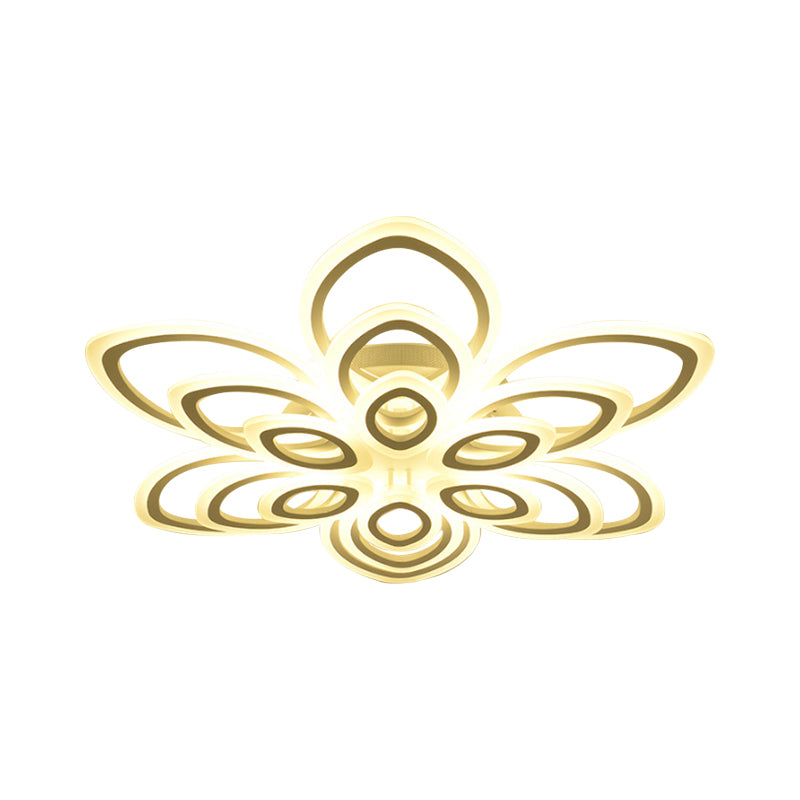 Blossom Living Room Ceiling Flush Light Acrylic Modernist LED Semi Flush Mount Lighting in White, 19"/30"/43" Width Clearhalo 'Ceiling Lights' 'Close To Ceiling Lights' 'Close to ceiling' 'Semi-flushmount' Lighting' 1960474