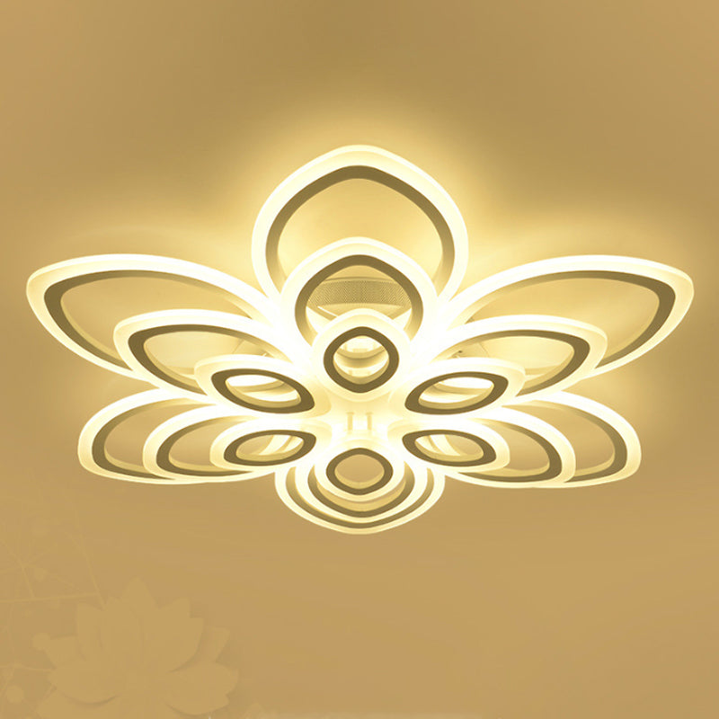 Blossom Living Room Ceiling Flush Light Acrylic Modernist LED Semi Flush Mount Lighting in White, 19"/30"/43" Width Clearhalo 'Ceiling Lights' 'Close To Ceiling Lights' 'Close to ceiling' 'Semi-flushmount' Lighting' 1960475