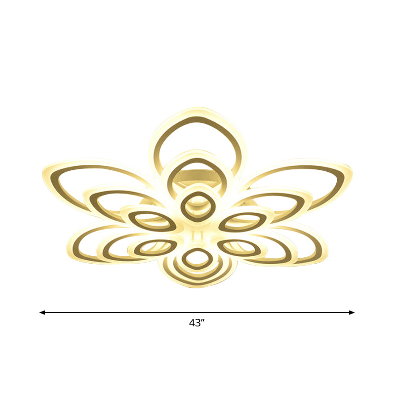 Blossom Living Room Ceiling Flush Light Acrylic Modernist LED Semi Flush Mount Lighting in White, 19"/30"/43" Width Clearhalo 'Ceiling Lights' 'Close To Ceiling Lights' 'Close to ceiling' 'Semi-flushmount' Lighting' 1960476