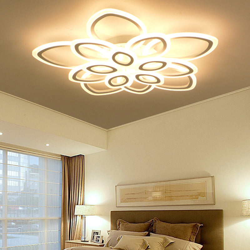 Blossom Living Room Ceiling Flush Light Acrylic Modernist LED Semi Flush Mount Lighting in White, 19"/30"/43" Width Clearhalo 'Ceiling Lights' 'Close To Ceiling Lights' 'Close to ceiling' 'Semi-flushmount' Lighting' 1960478