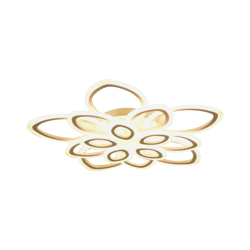 Blossom Living Room Ceiling Flush Light Acrylic Modernist LED Semi Flush Mount Lighting in White, 19"/30"/43" Width Clearhalo 'Ceiling Lights' 'Close To Ceiling Lights' 'Close to ceiling' 'Semi-flushmount' Lighting' 1960479