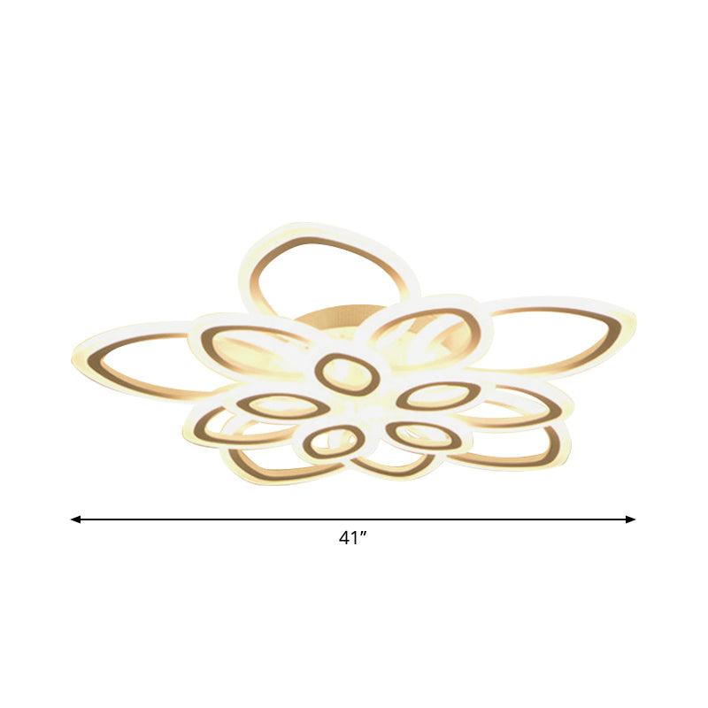 Blossom Living Room Ceiling Flush Light Acrylic Modernist LED Semi Flush Mount Lighting in White, 19"/30"/43" Width Clearhalo 'Ceiling Lights' 'Close To Ceiling Lights' 'Close to ceiling' 'Semi-flushmount' Lighting' 1960480