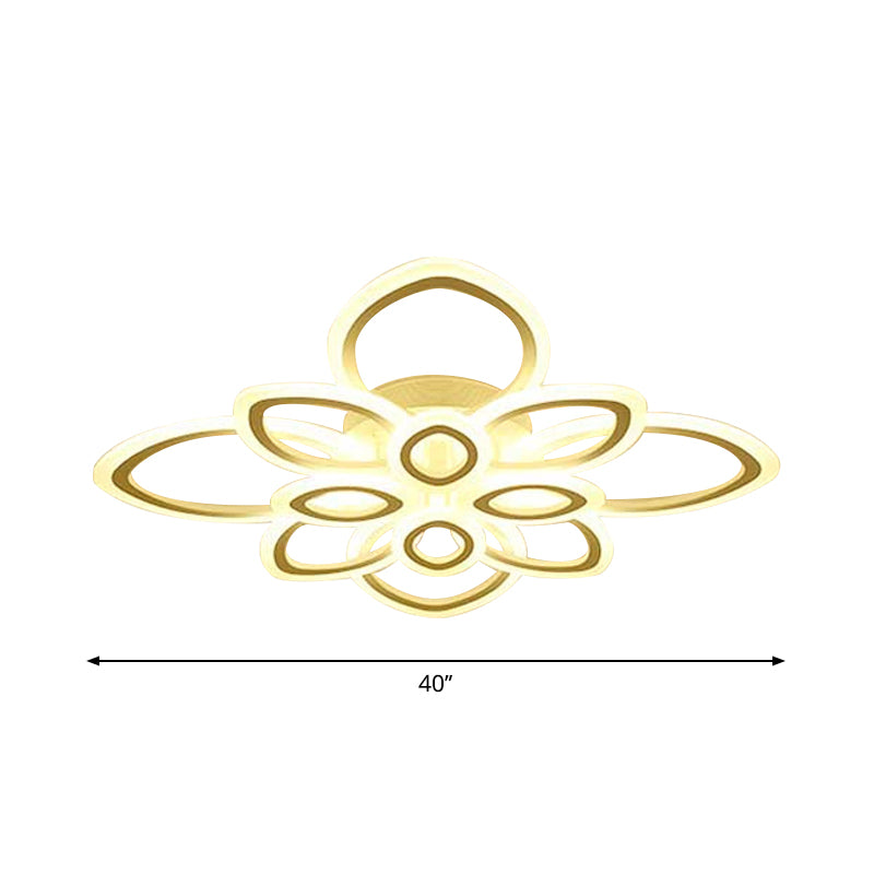 Blossom Living Room Ceiling Flush Light Acrylic Modernist LED Semi Flush Mount Lighting in White, 19"/30"/43" Width Clearhalo 'Ceiling Lights' 'Close To Ceiling Lights' 'Close to ceiling' 'Semi-flushmount' Lighting' 1960484