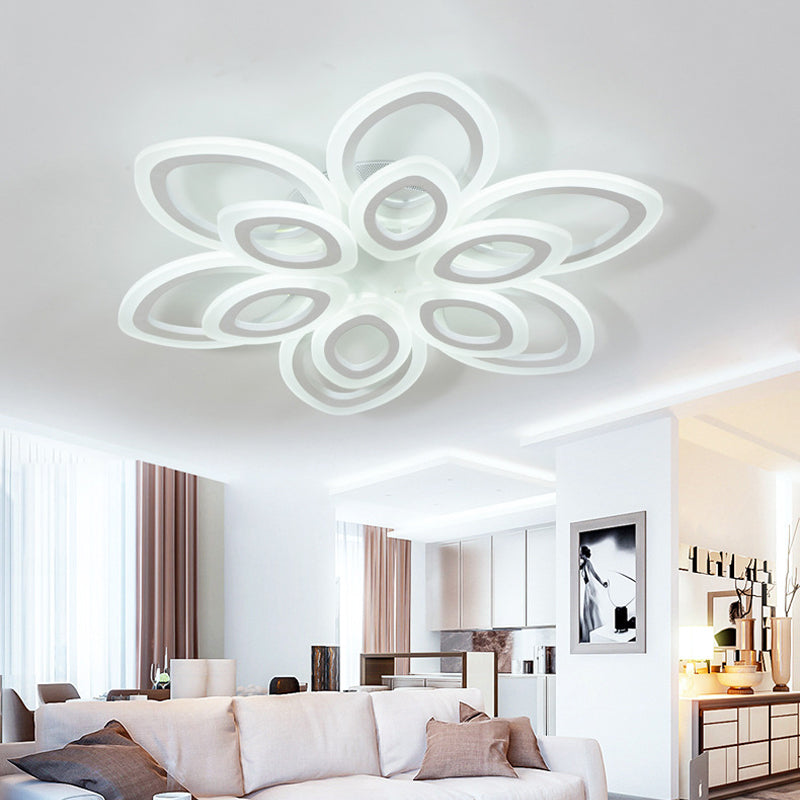 Blossom Living Room Ceiling Flush Light Acrylic Modernist LED Semi Flush Mount Lighting in White, 19"/30"/43" Width White 32" Clearhalo 'Ceiling Lights' 'Close To Ceiling Lights' 'Close to ceiling' 'Semi-flushmount' Lighting' 1960485