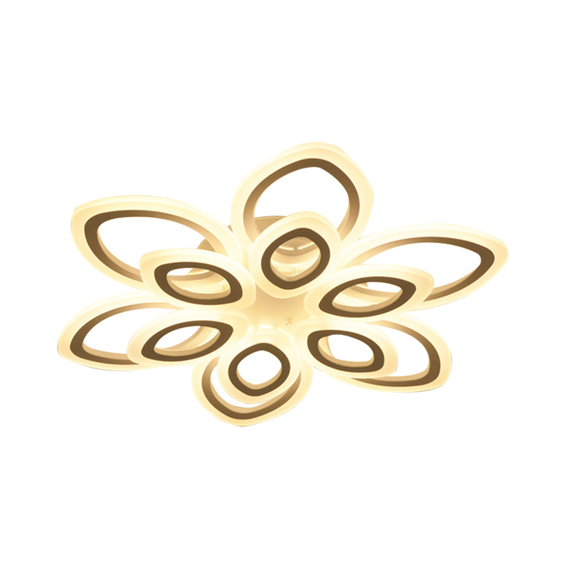 Blossom Living Room Ceiling Flush Light Acrylic Modernist LED Semi Flush Mount Lighting in White, 19"/30"/43" Width Clearhalo 'Ceiling Lights' 'Close To Ceiling Lights' 'Close to ceiling' 'Semi-flushmount' Lighting' 1960486