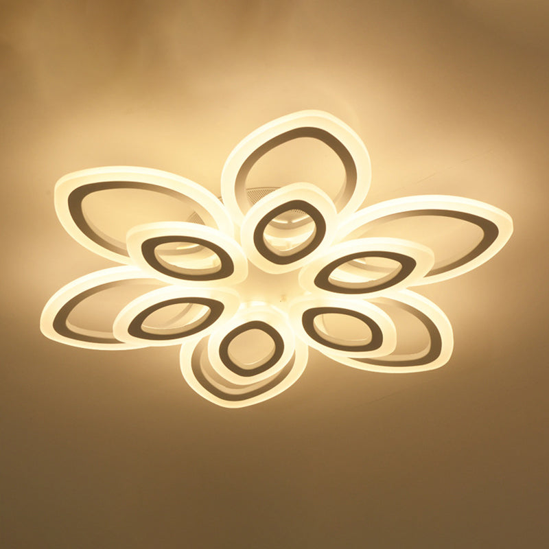 Blossom Living Room Ceiling Flush Light Acrylic Modernist LED Semi Flush Mount Lighting in White, 19"/30"/43" Width Clearhalo 'Ceiling Lights' 'Close To Ceiling Lights' 'Close to ceiling' 'Semi-flushmount' Lighting' 1960487
