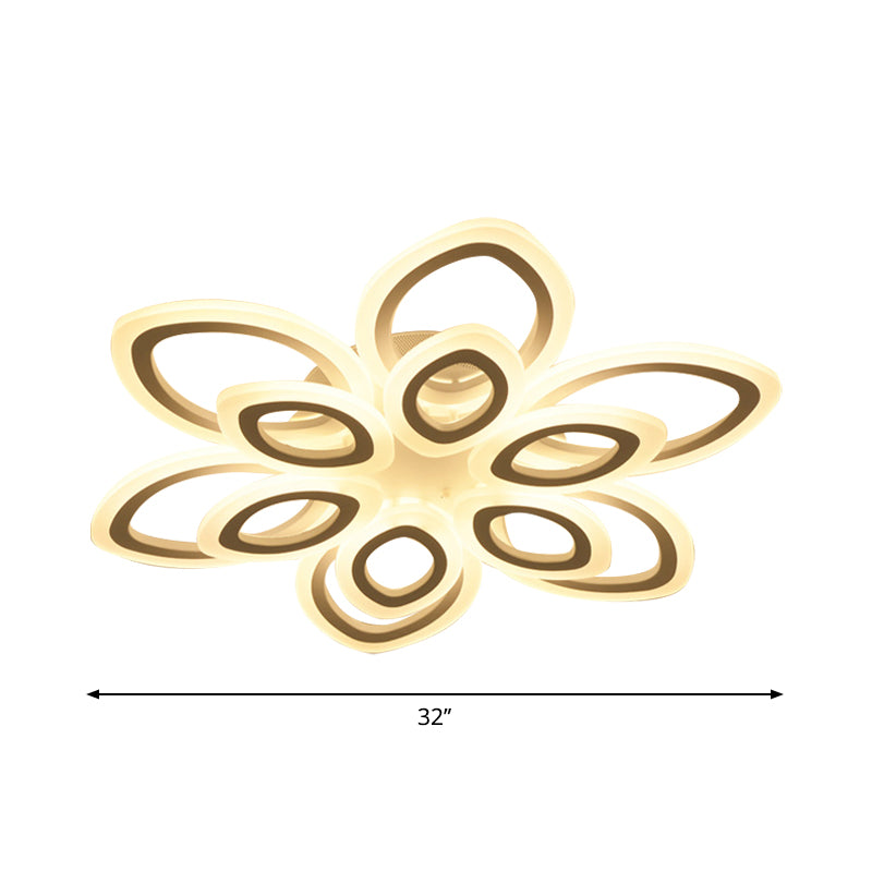 Blossom Living Room Ceiling Flush Light Acrylic Modernist LED Semi Flush Mount Lighting in White, 19"/30"/43" Width Clearhalo 'Ceiling Lights' 'Close To Ceiling Lights' 'Close to ceiling' 'Semi-flushmount' Lighting' 1960488