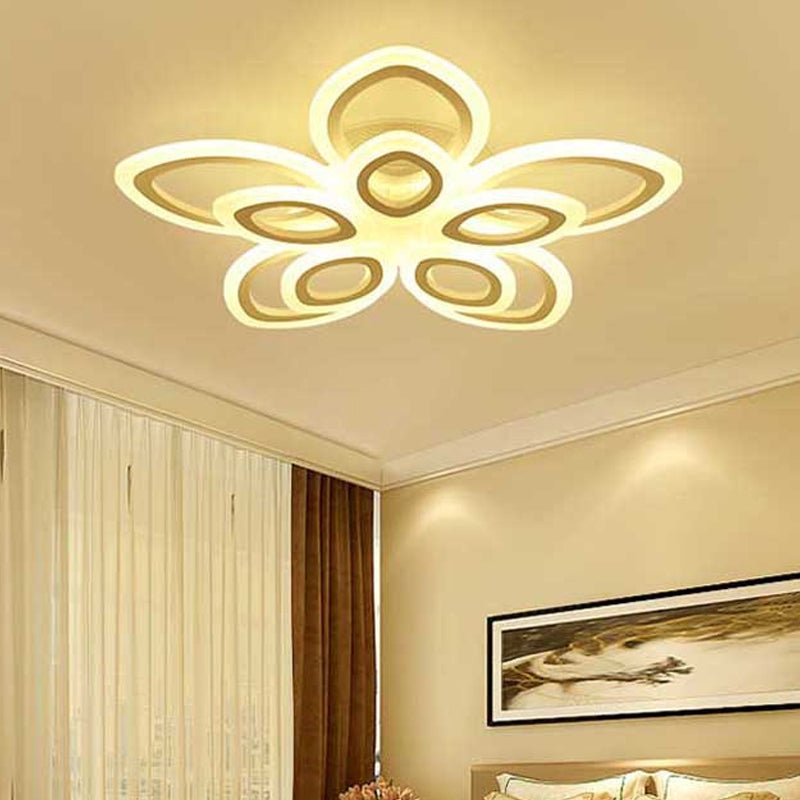 Blossom Living Room Ceiling Flush Light Acrylic Modernist LED Semi Flush Mount Lighting in White, 19"/30"/43" Width Clearhalo 'Ceiling Lights' 'Close To Ceiling Lights' 'Close to ceiling' 'Semi-flushmount' Lighting' 1960490