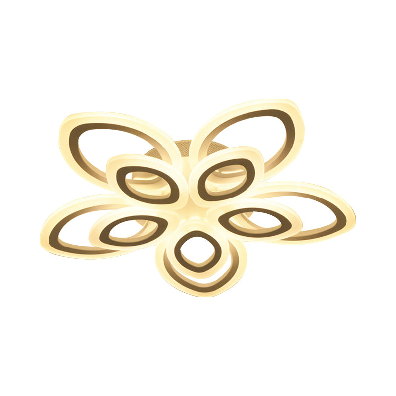 Blossom Living Room Ceiling Flush Light Acrylic Modernist LED Semi Flush Mount Lighting in White, 19"/30"/43" Width Clearhalo 'Ceiling Lights' 'Close To Ceiling Lights' 'Close to ceiling' 'Semi-flushmount' Lighting' 1960491