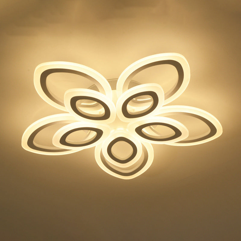 Blossom Living Room Ceiling Flush Light Acrylic Modernist LED Semi Flush Mount Lighting in White, 19"/30"/43" Width Clearhalo 'Ceiling Lights' 'Close To Ceiling Lights' 'Close to ceiling' 'Semi-flushmount' Lighting' 1960492