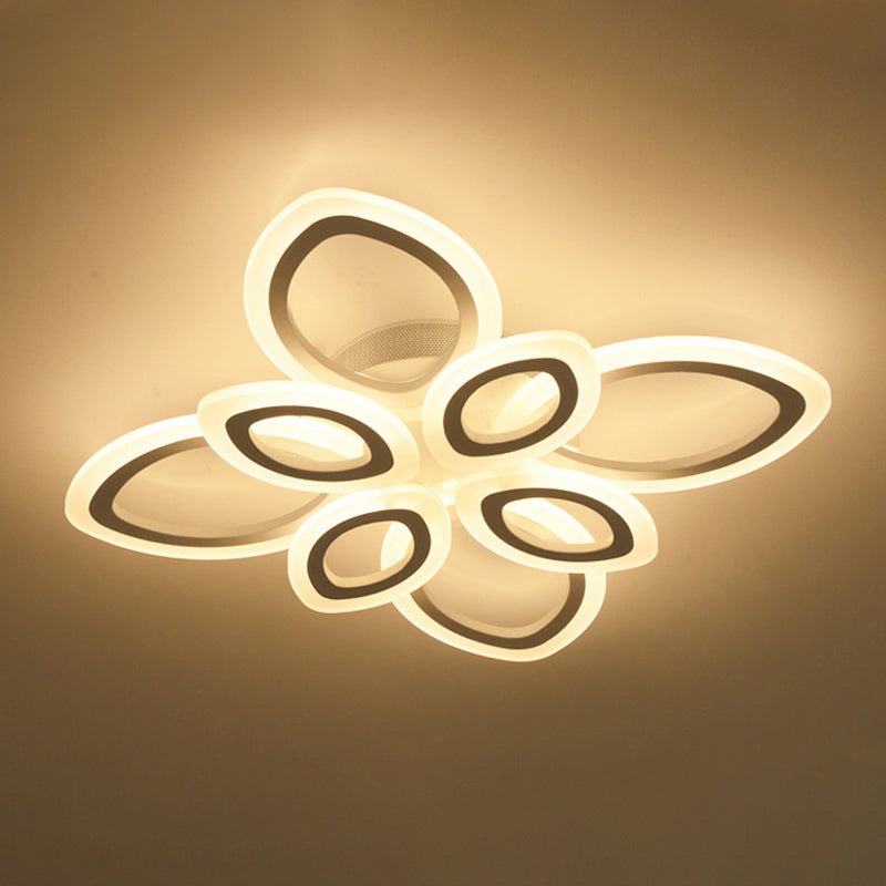 Blossom Living Room Ceiling Flush Light Acrylic Modernist LED Semi Flush Mount Lighting in White, 19"/30"/43" Width Clearhalo 'Ceiling Lights' 'Close To Ceiling Lights' 'Close to ceiling' 'Semi-flushmount' Lighting' 1960495