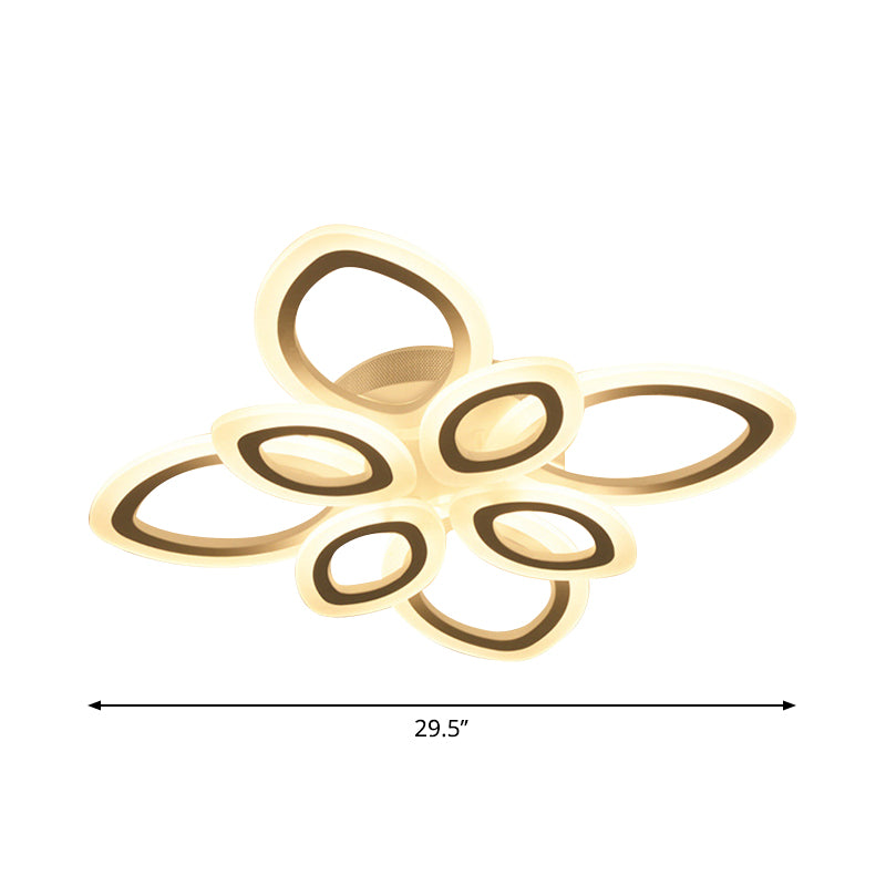 Blossom Living Room Ceiling Flush Light Acrylic Modernist LED Semi Flush Mount Lighting in White, 19"/30"/43" Width Clearhalo 'Ceiling Lights' 'Close To Ceiling Lights' 'Close to ceiling' 'Semi-flushmount' Lighting' 1960496