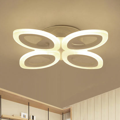 Blossom Living Room Ceiling Flush Light Acrylic Modernist LED Semi Flush Mount Lighting in White, 19"/30"/43" Width White 19" Clearhalo 'Ceiling Lights' 'Close To Ceiling Lights' 'Close to ceiling' 'Semi-flushmount' Lighting' 1960499