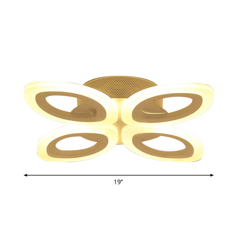 Blossom Living Room Ceiling Flush Light Acrylic Modernist LED Semi Flush Mount Lighting in White, 19"/30"/43" Width Clearhalo 'Ceiling Lights' 'Close To Ceiling Lights' 'Close to ceiling' 'Semi-flushmount' Lighting' 1960501