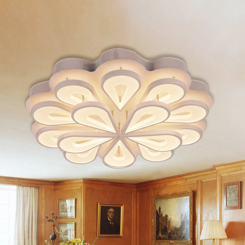 Modern Stylish Raindrop Flushmount Acrylic 6/15/25 Heads Living Room LED Blossom Semi Flush Ceiling Light in Warm/White Light 15 White Clearhalo 'Ceiling Lights' 'Close To Ceiling Lights' 'Close to ceiling' 'Semi-flushmount' Lighting' 1960540