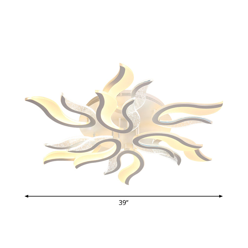Creative Modern Flame Flower Ceiling Fixture Acrylic Bedroom LED Semi Flush Mounted Lamp in Warm/White Light, 31.5"/39"/49" Wide Clearhalo 'Ceiling Lights' 'Close To Ceiling Lights' 'Close to ceiling' 'Semi-flushmount' Lighting' 1960551