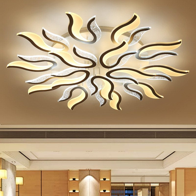 Creative Modern Flame Flower Ceiling Fixture Acrylic Bedroom LED Semi Flush Mounted Lamp in Warm/White Light, 31.5"/39"/49" Wide White 49" Clearhalo 'Ceiling Lights' 'Close To Ceiling Lights' 'Close to ceiling' 'Semi-flushmount' Lighting' 1960552