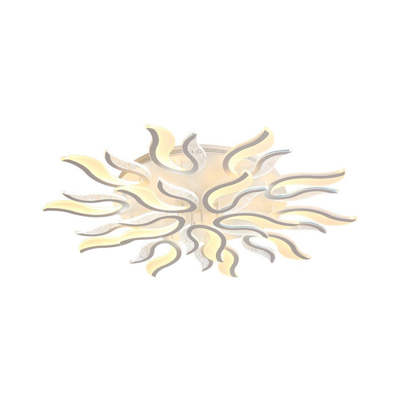 Creative Modern Flame Flower Ceiling Fixture Acrylic Bedroom LED Semi Flush Mounted Lamp in Warm/White Light, 31.5"/39"/49" Wide Clearhalo 'Ceiling Lights' 'Close To Ceiling Lights' 'Close to ceiling' 'Semi-flushmount' Lighting' 1960553