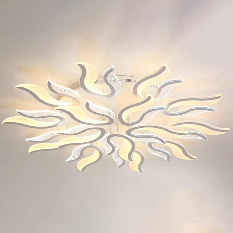Creative Modern Flame Flower Ceiling Fixture Acrylic Bedroom LED Semi Flush Mounted Lamp in Warm/White Light, 31.5"/39"/49" Wide Clearhalo 'Ceiling Lights' 'Close To Ceiling Lights' 'Close to ceiling' 'Semi-flushmount' Lighting' 1960554