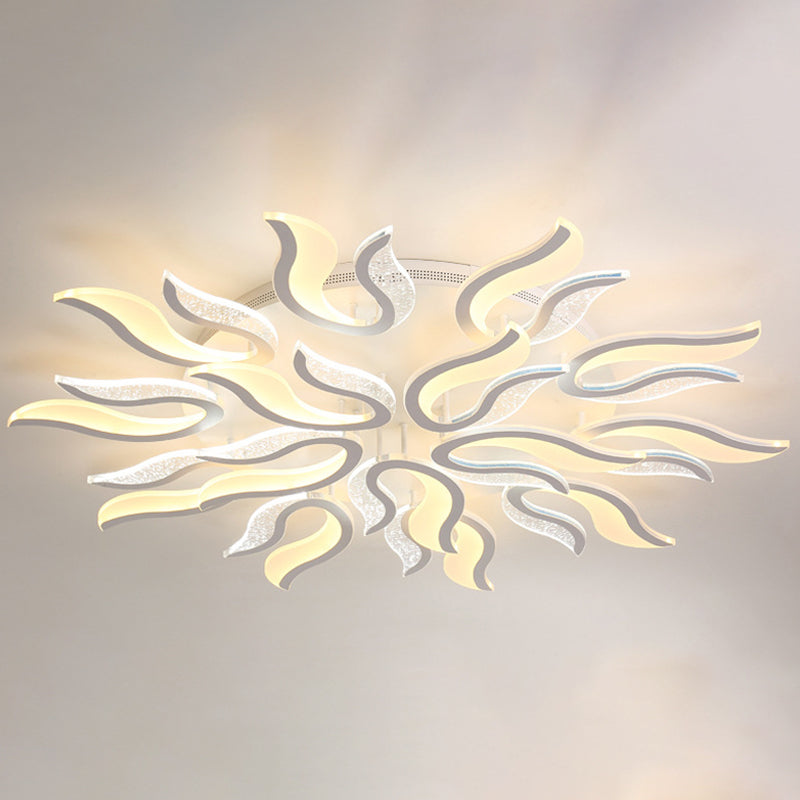 Creative Modern Flame Flower Ceiling Fixture Acrylic Bedroom LED Semi Flush Mounted Lamp in Warm/White Light, 31.5"/39"/49" Wide Clearhalo 'Ceiling Lights' 'Close To Ceiling Lights' 'Close to ceiling' 'Semi-flushmount' Lighting' 1960554