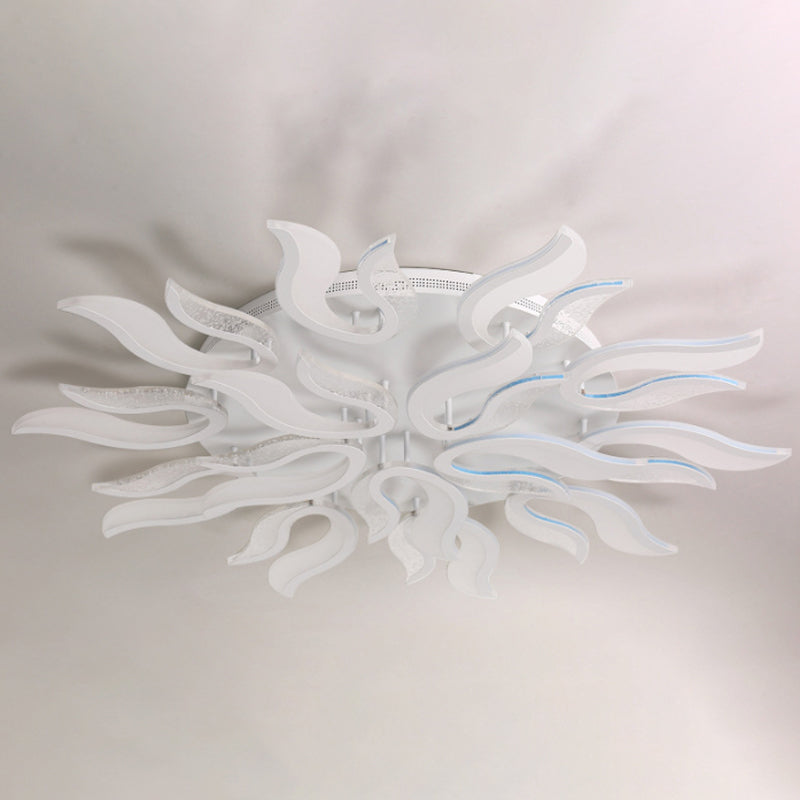 Creative Modern Flame Flower Ceiling Fixture Acrylic Bedroom LED Semi Flush Mounted Lamp in Warm/White Light, 31.5"/39"/49" Wide Clearhalo 'Ceiling Lights' 'Close To Ceiling Lights' 'Close to ceiling' 'Semi-flushmount' Lighting' 1960555