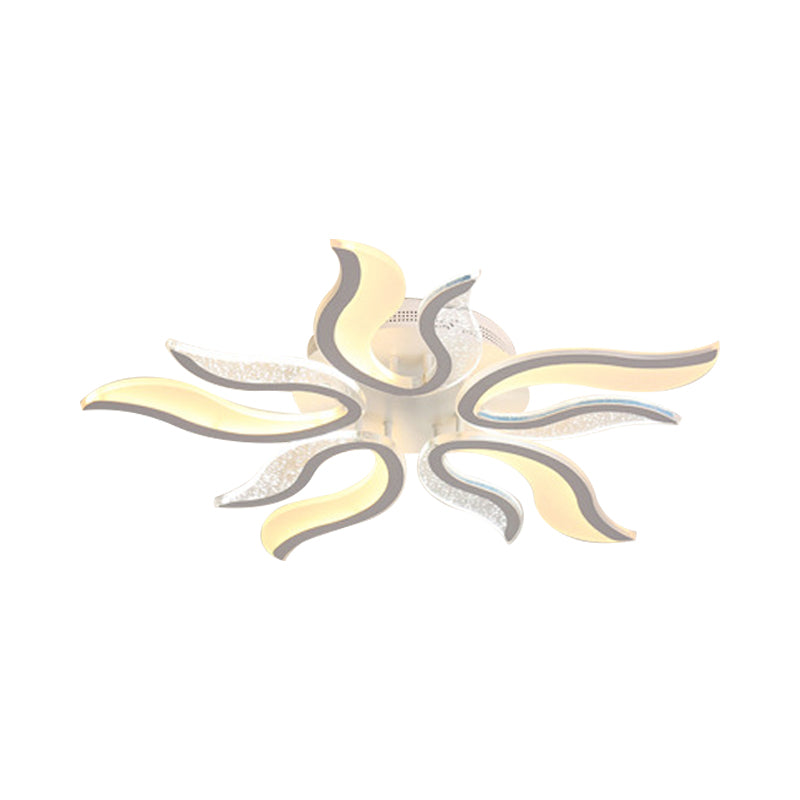 Creative Modern Flame Flower Ceiling Fixture Acrylic Bedroom LED Semi Flush Mounted Lamp in Warm/White Light, 31.5"/39"/49" Wide Clearhalo 'Ceiling Lights' 'Close To Ceiling Lights' 'Close to ceiling' 'Semi-flushmount' Lighting' 1960558