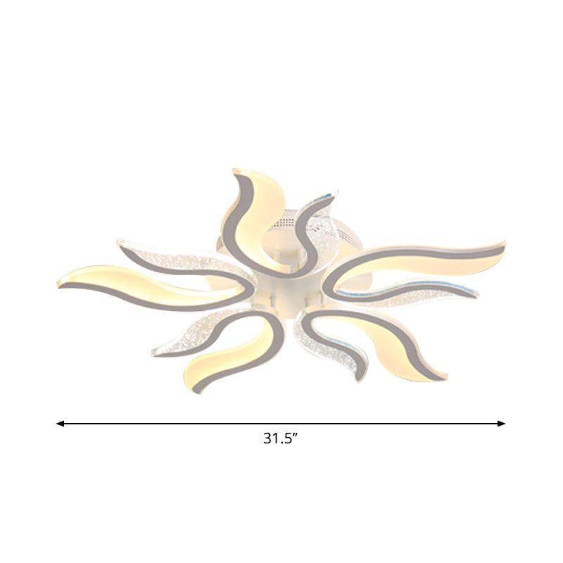 Creative Modern Flame Flower Ceiling Fixture Acrylic Bedroom LED Semi Flush Mounted Lamp in Warm/White Light, 31.5"/39"/49" Wide Clearhalo 'Ceiling Lights' 'Close To Ceiling Lights' 'Close to ceiling' 'Semi-flushmount' Lighting' 1960559
