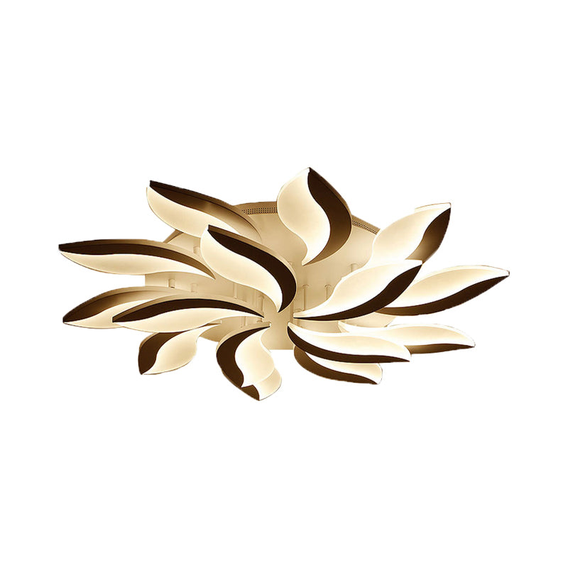 White Leaf Shaped Flushmount Lighting Contemporary 3/12/15 Lights Acrylic LED Semi Flush Mount Ceiling Light Clearhalo 'Ceiling Lights' 'Close To Ceiling Lights' 'Close to ceiling' 'Semi-flushmount' Lighting' 1960563