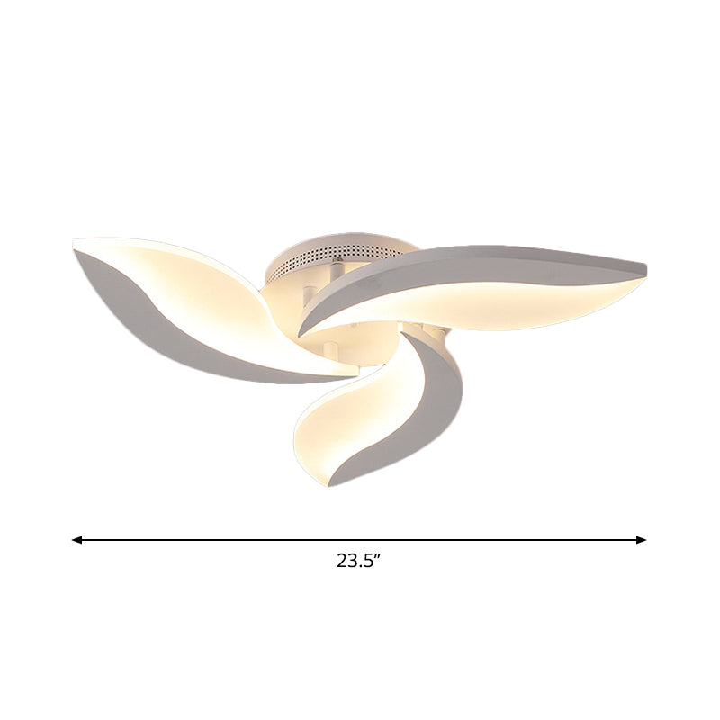 White Leaf Shaped Flushmount Lighting Contemporary 3/12/15 Lights Acrylic LED Semi Flush Mount Ceiling Light Clearhalo 'Ceiling Lights' 'Close To Ceiling Lights' 'Close to ceiling' 'Semi-flushmount' Lighting' 1960582