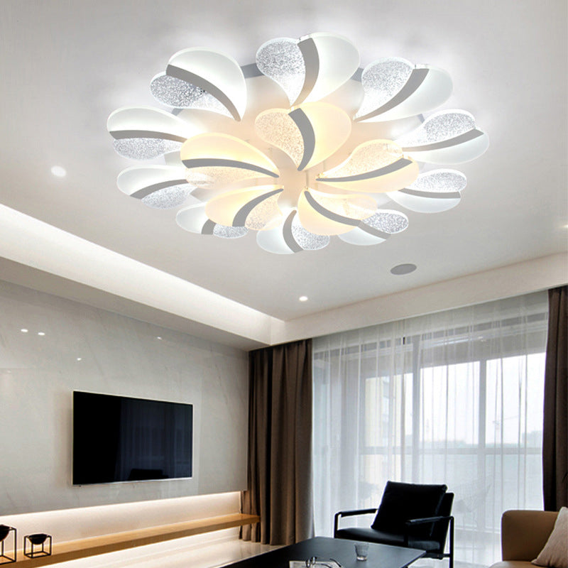 Heart-Shaped LED Ceiling Lamp Modern Acrylic 5/9/15 Lights White Semi Flush Mount Light in Warm/White Light for Living Room 15 White Clearhalo 'Ceiling Lights' 'Close To Ceiling Lights' 'Close to ceiling' 'Semi-flushmount' Lighting' 1960598