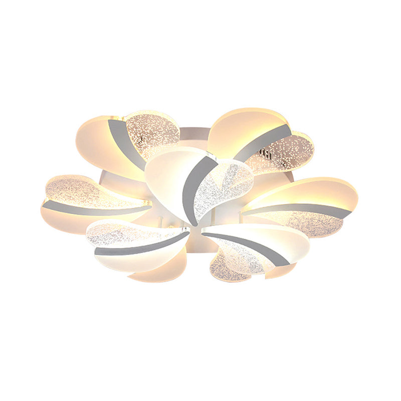 Heart-Shaped LED Ceiling Lamp Modern Acrylic 5/9/15 Lights White Semi Flush Mount Light in Warm/White Light for Living Room Clearhalo 'Ceiling Lights' 'Close To Ceiling Lights' 'Close to ceiling' 'Semi-flushmount' Lighting' 1960604