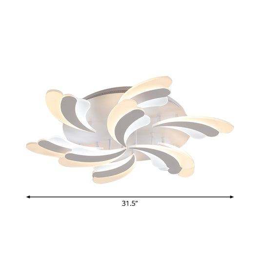 Stylish Modern Wing Ceiling Light Acrylic 9/12/15-Light Bedroom Semi Flush Mount Light Fixture in Warm/White Light Clearhalo 'Ceiling Lights' 'Close To Ceiling Lights' 'Close to ceiling' 'Semi-flushmount' Lighting' 1960623