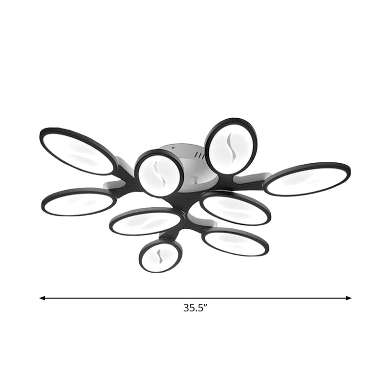 Acrylic Oval-Leaf Branch Semi Flush Light Contemporary 6/9/12 Lights White LED Close to Ceiling Lamp in Warm/White Light Clearhalo 'Ceiling Lights' 'Close To Ceiling Lights' 'Close to ceiling' 'Semi-flushmount' Lighting' 1960654