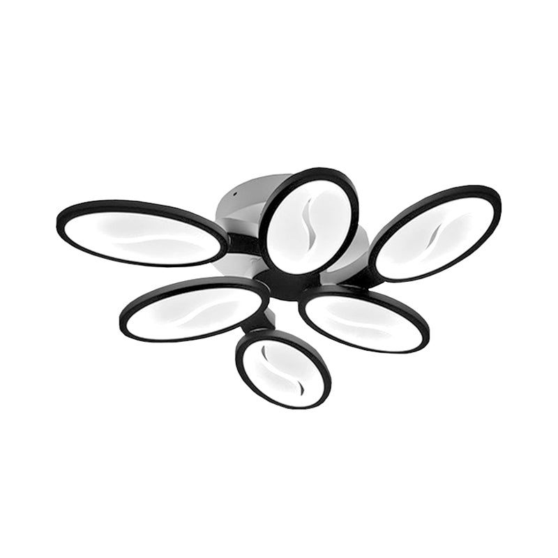 Acrylic Oval-Leaf Branch Semi Flush Light Contemporary 6/9/12 Lights White LED Close to Ceiling Lamp in Warm/White Light Clearhalo 'Ceiling Lights' 'Close To Ceiling Lights' 'Close to ceiling' 'Semi-flushmount' Lighting' 1960658