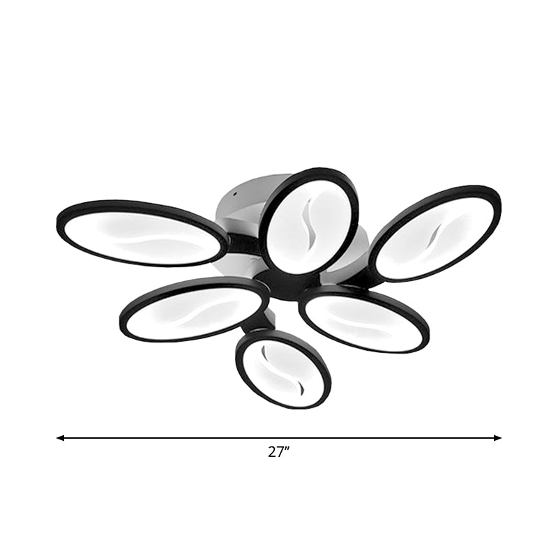 Acrylic Oval-Leaf Branch Semi Flush Light Contemporary 6/9/12 Lights White LED Close to Ceiling Lamp in Warm/White Light Clearhalo 'Ceiling Lights' 'Close To Ceiling Lights' 'Close to ceiling' 'Semi-flushmount' Lighting' 1960659