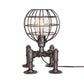 1-Light Global Cage Table Lamp Farmhouse Style Aged Silver/Bronze Wrought Iron Table Light with Piped Base Clearhalo 'Lamps' 'Table Lamps' Lighting' 196066