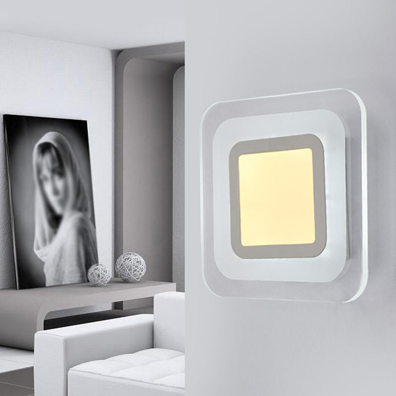 Ultrathin Square Living Room Wall Sconce Acrylic Minimalist LED Wall Mounted Lamp in Warm/White Light Clearhalo 'Modern wall lights' 'Modern' 'Wall Lamps & Sconces' 'Wall Lights' Lighting' 1960675