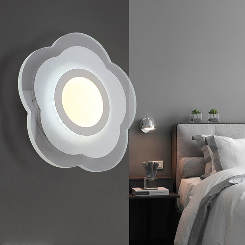 Simplicity Flower Flush Wall Sconce Acrylic Bedroom LED Wall Light Kit in Warm/White Light Clearhalo 'Modern wall lights' 'Modern' 'Wall Lamps & Sconces' 'Wall Lights' Lighting' 1960681