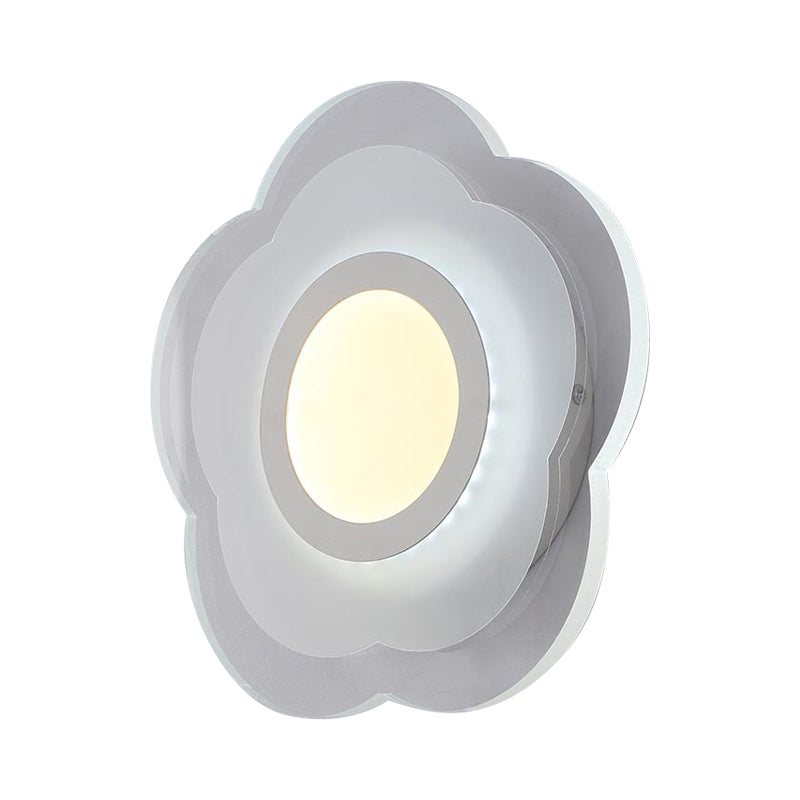 Simplicity Flower Flush Wall Sconce Acrylic Bedroom LED Wall Light Kit in Warm/White Light Clearhalo 'Modern wall lights' 'Modern' 'Wall Lamps & Sconces' 'Wall Lights' Lighting' 1960682